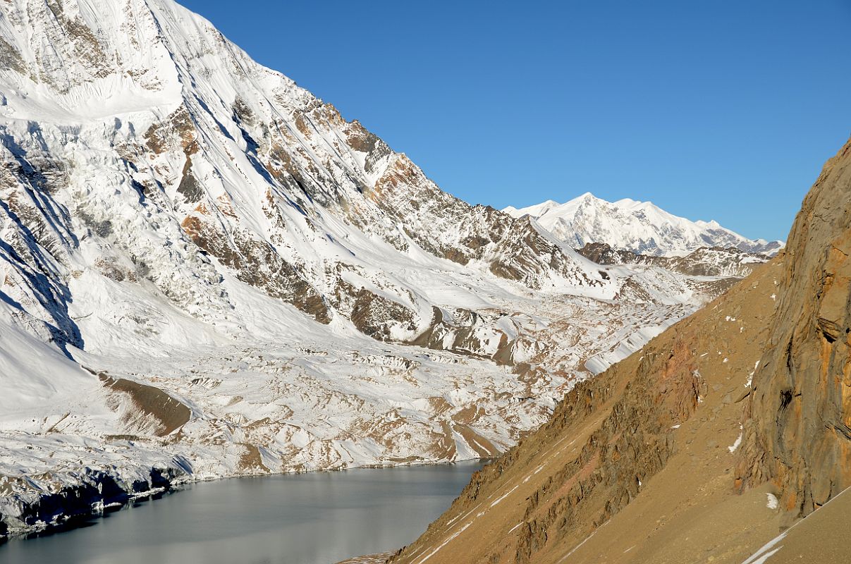 13 Tilicho Tal Lake Western End With Tukuche Peak Beyond From Trail Climbing To First Pass From Eastern Tilicho Tal Lake Camp 